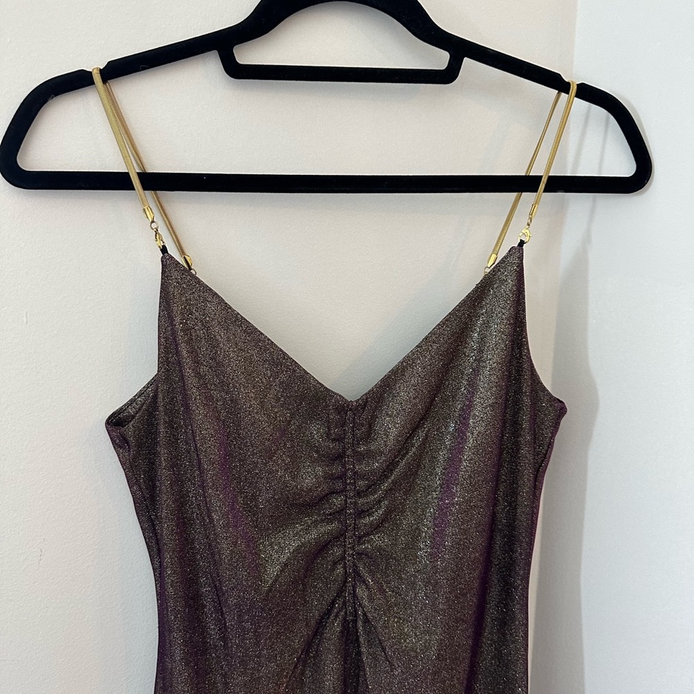 TOPSHOP Sparkly Gold midi dress, size 6